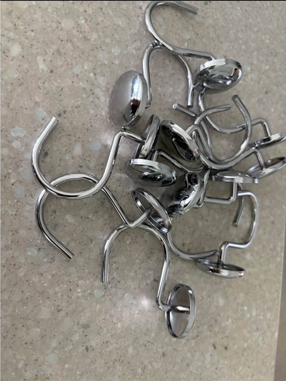 SILVER SHOWER CURTAIN HOOKS